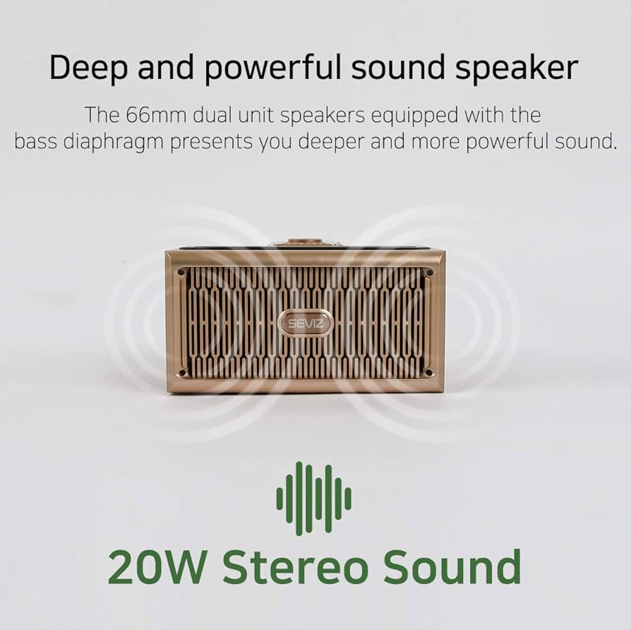 Amazon.com: SEVIZ Gold Retro Wireless Bluetooth Speaker, 20W